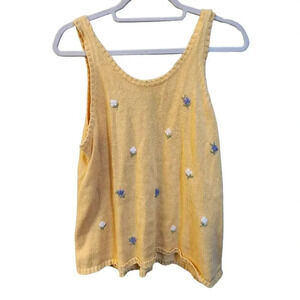 Cherokee Yellow Sleeveless Blouse with Floral Accents
